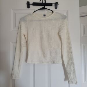 Old Navy Textured Cream Long Sleeve Top